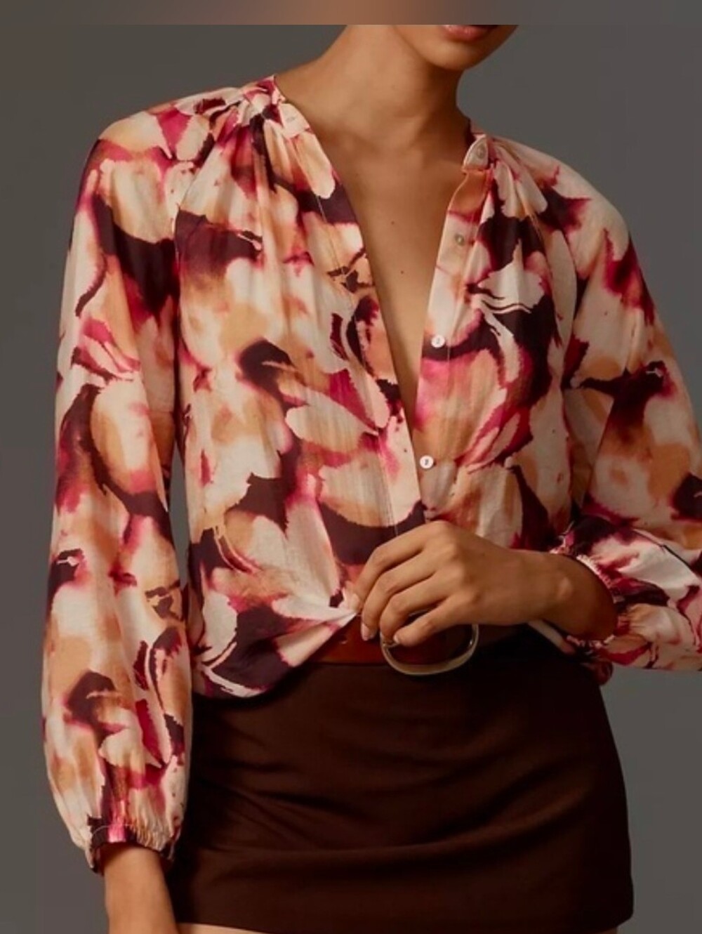 Anthropologie Cloth & Stone Long-sleeve Peasant Henley Plus Size 3X